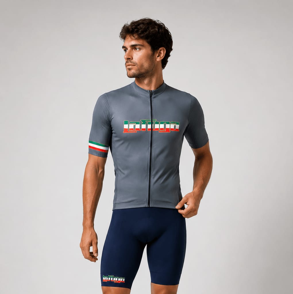LaFuga cycling jersey – Aero jersey – Grey/Italian Logo